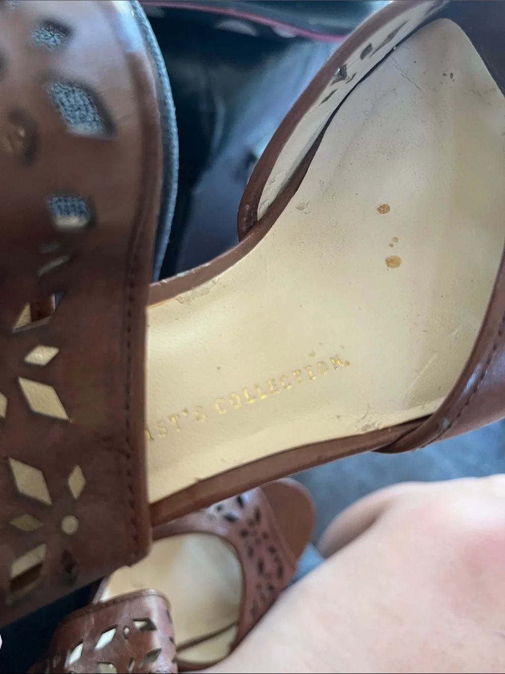 Franco Sarto Women's Brown Cutout Ankle Strap Sandals